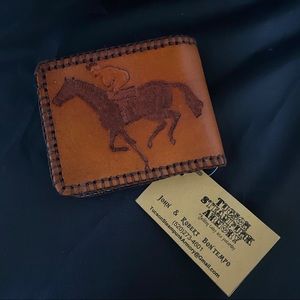 Handmade leather wallet western theme